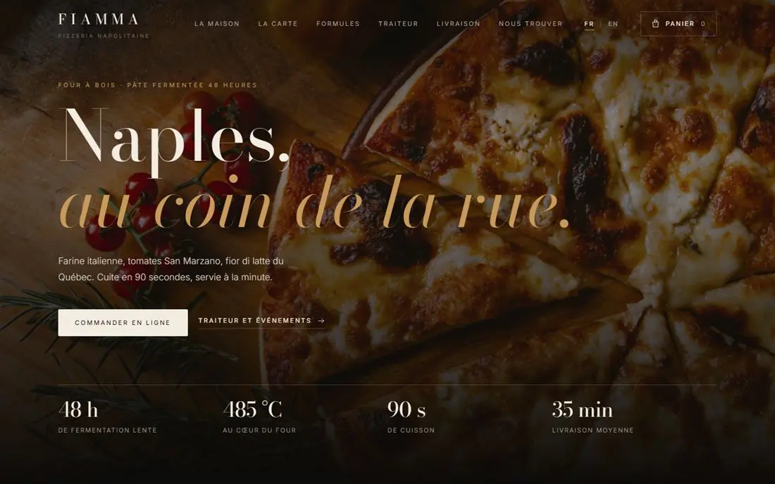 Site de pizzeria prêt à acheter